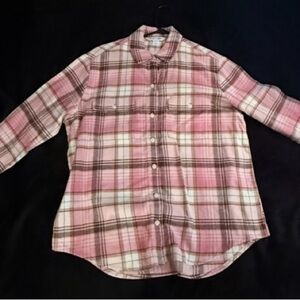 Old Navy Pink and Brown Plaid Shirt